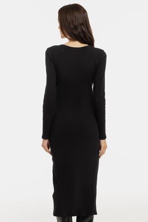 Bawełniana prążkowana sukienka ciążowa i do karmienia – czarna