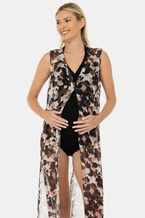 Ciążowy kaftan z szyfonu w kwiaty