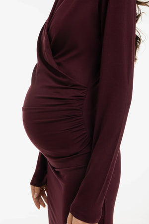 Рокля за бременни и кърмещи тип „Прегърни ме“ - бордо