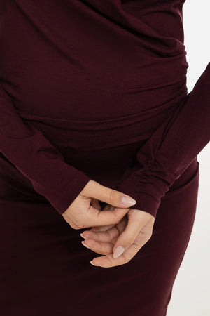 Рокля за бременни и кърмещи тип „Прегърни ме“ - бордо