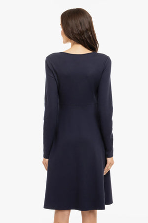 Sukienka ciążowa i do karmienia z wiązaniem – granatowa