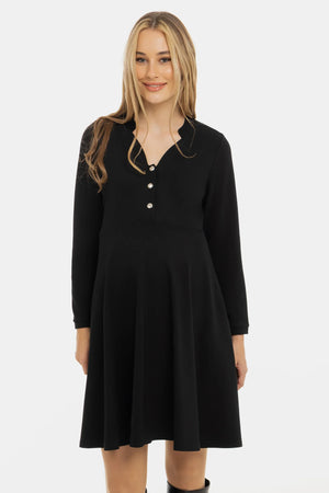 Elastyczna sukienka z napami - czarna