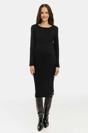 Czarna bawełniana sukienka ciążowa i do karmienia