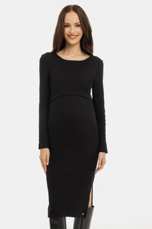 Czarna bawełniana sukienka ciążowa i do karmienia