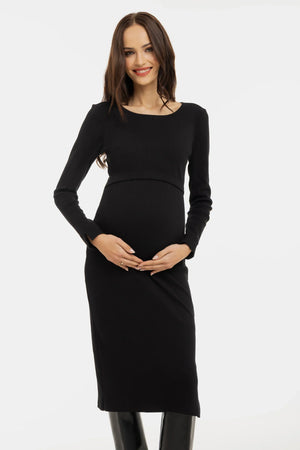 Czarna bawełniana sukienka ciążowa i do karmienia