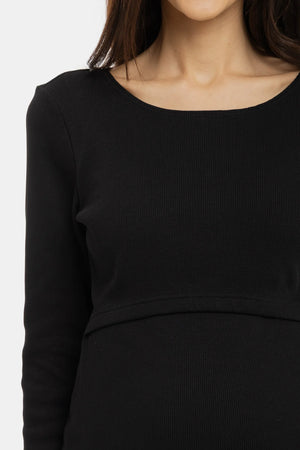 Czarna bawełniana sukienka ciążowa i do karmienia