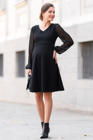 Sukienka ciążowa i do karmienia z elementami w kropki