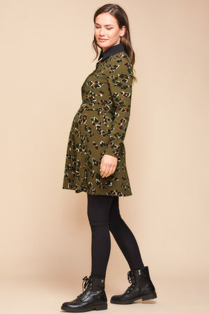 Sukienka ciążowa i do karmienia we wzór z kołnierzykiem