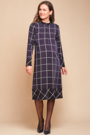 Długa sukienka ciążowa i do karmienia w kratę