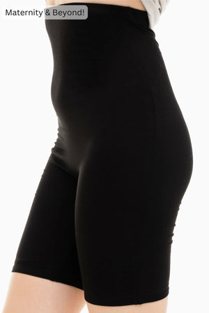Miękki, podwójny leggins ciążowy – bezszwowy design - czarny