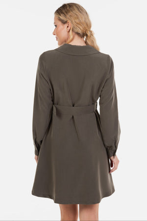 Sukienka ciążowa i do karmienia z kołnierzykiem – kolor khaki