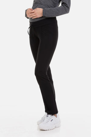 Elastyczne spodnie ciążowe z szerokim pasem