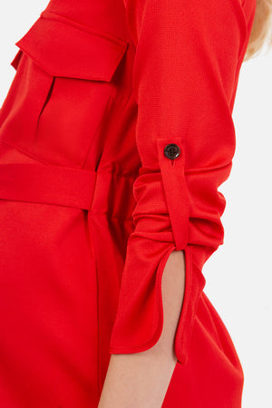 Długa satynowa sukienka ciążowa i do karmienia - cherwona