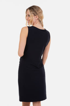 Sukienka ciążowa i do karmienia z pulowerem 2 w 1 – granatowa