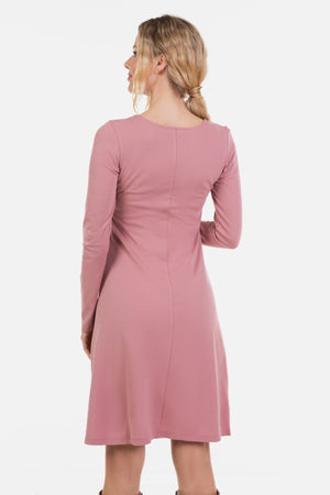 Elegancka sukienka ciążowa i do karmienia - pudrowa