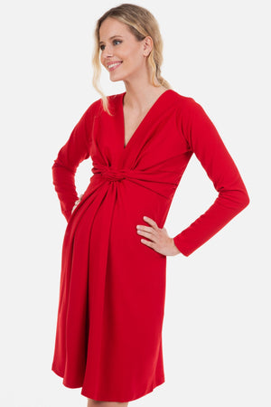 Elegancka sukienka ciążowa z ozdobnym węzłem