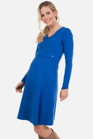 Elegancka sukienka ciążowa i do karmienia - niebieska