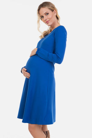 Elegancka sukienka ciążowa i do karmienia - niebieska