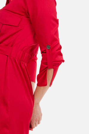 Czerwona satynowa sukienka ciążowa i do karmienia