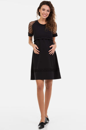 Sukienka ciążowa i do karmienia z transparentnym elementem