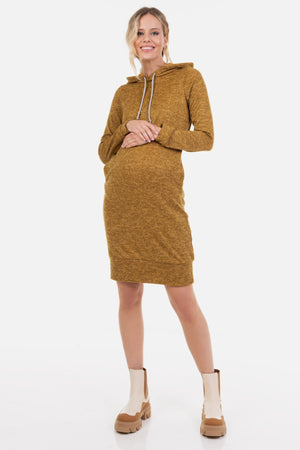Sukienka ciążowa i do karmienia z kapturem - ochra