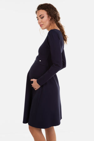 Elegancka granatowa sukienka ciążowa i do karmienia