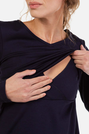 Elegancka granatowa sukienka ciążowa i do karmienia