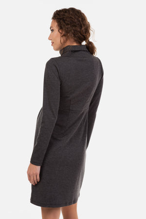 Sukienka ciążowa i do karmienia z golfem – szara