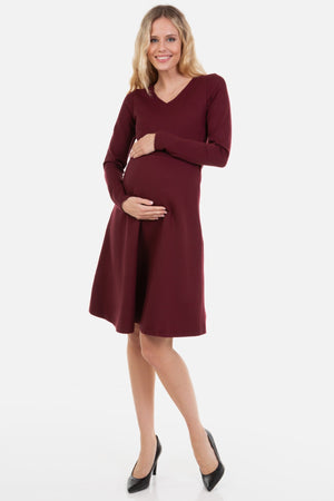 Elegancka sukienka ciążowa i do karmienia - bordowa