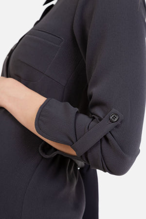 Sukienka koszulowa ciążowa i do karmienia z fakturowanego materiału – szara