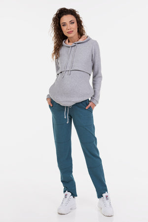 Sportowe spodnie ciążowe – petrol