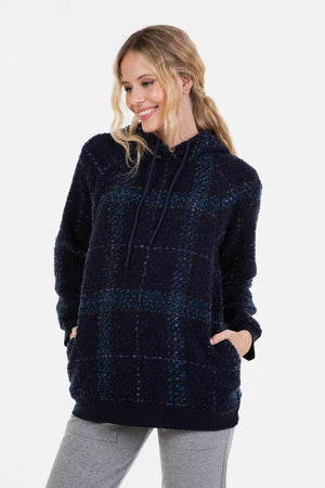 Sweter ciążowy i do karmienia w kratę - granatowy