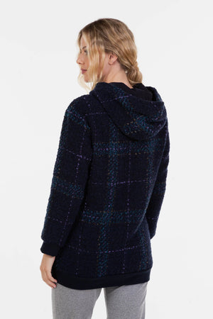 Sweter ciążowy i do karmienia w kratę - granatowy