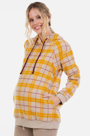 Sweter ciążowy i do karmienia w kratę - żółty