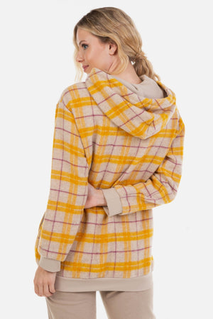 Sweter ciążowy i do karmienia w kratę - żółty