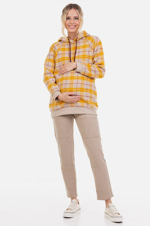 Sweter ciążowy i do karmienia w kratę - żółty