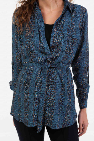 Koszula ciążowa i do karmienia w panterkę – niebieska