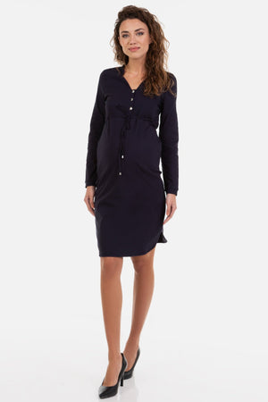 Elastyczna granatowa sukienka ciążowa i do karmienia