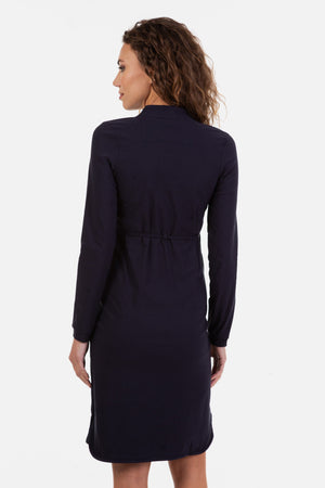 Elastyczna granatowa sukienka ciążowa i do karmienia