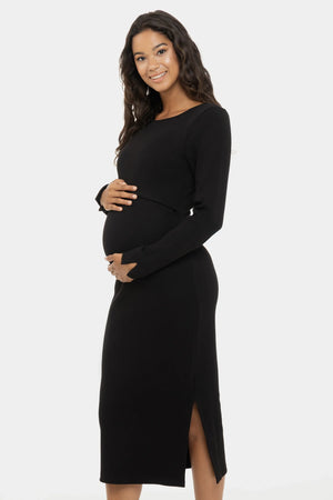Czarna bawełniana sukienka ciążowa i do karmienia