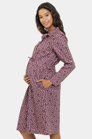 Bawełniana sukienka koszulowa ciążowa i do karmienia we wzór