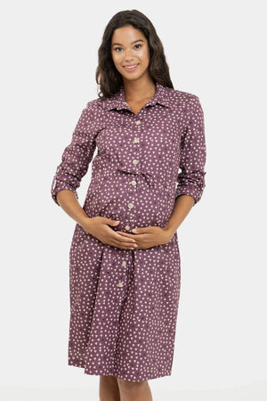 Bawełniana sukienka koszulowa ciążowa i do karmienia we wzór