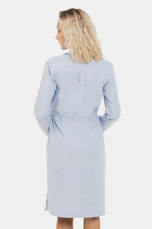 Bawełniana sukienka koszulowa ciążowa i do karmienia - jasnoniebieska