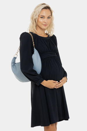Sukienka ciążowa z marszczeniami w ciemnoniebieskim kolorze