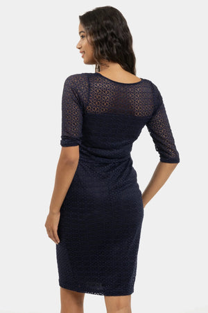 Elegancka ciążowa sukienka z koronką i do karmienia