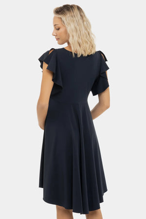 Zwiewna sukienka ciążowa i do karmienia - ciemnoniebieska