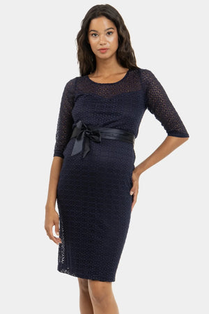 Elegancka ciążowa sukienka z koronką i do karmienia