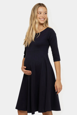 Wieczorowa sukienka ciążowa i do karmienia - granatowa