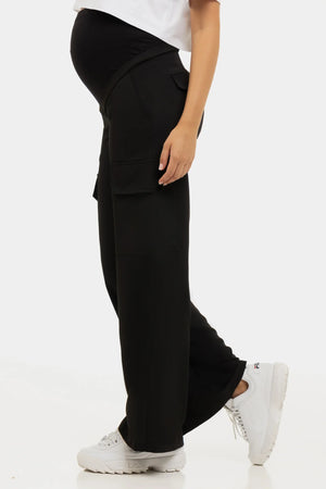 Eleganckie czarne spodnie cargo ciążowe