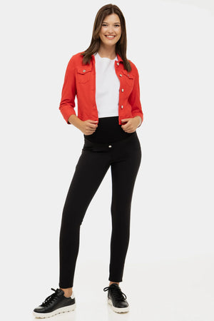 Dopasowane czarne ciążowe spodnie z elastycznej tkaniny